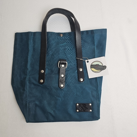 Miss Babs x Blue Spring Craft Waxed Canvas Tote No. 2 “On The Go” Teal Bag - Picture 3 of 16